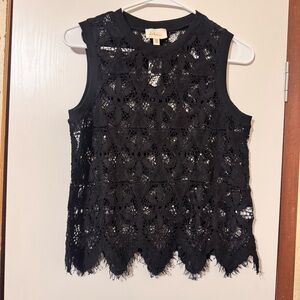Anthropologie Black Lace Sleeveless Top